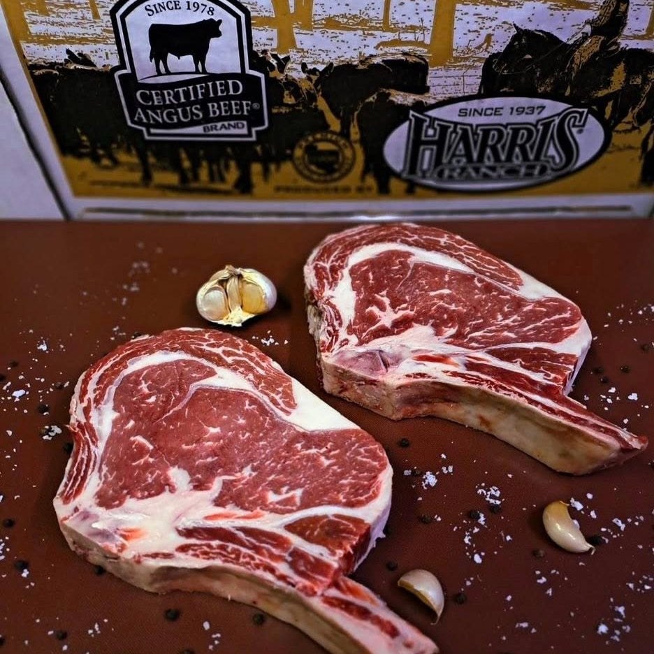 Harris Certified Angus Beef - USA - USDA Certified Choice Cowboy Ribeye (Bone-In Ribeye). MB3 Grain-Fed