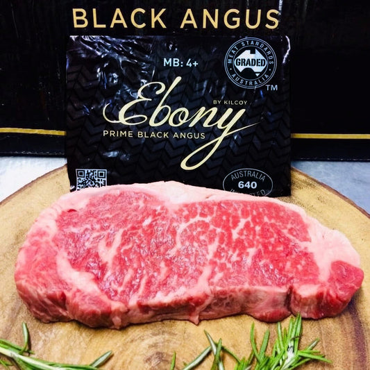 Ebony Black Angus - Australian - Prime Striploin. MB4+ Grain-Fed 250 Days. [ End Of Summer Promotion ]