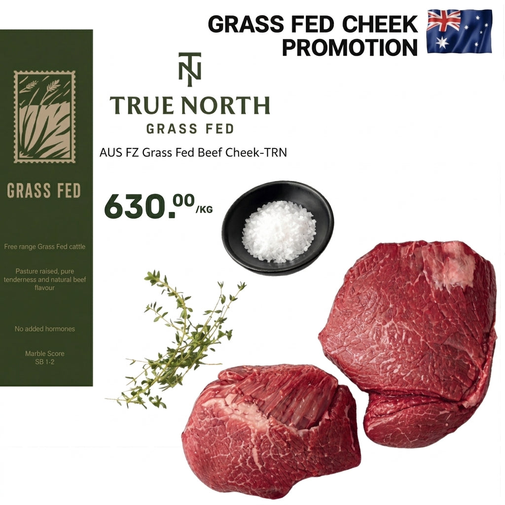 True North Black Onyx Australian Beef Cheek MB3 Grain-Fed 270 Days 1pc x 1kg (±50g) – Bangkok Beef