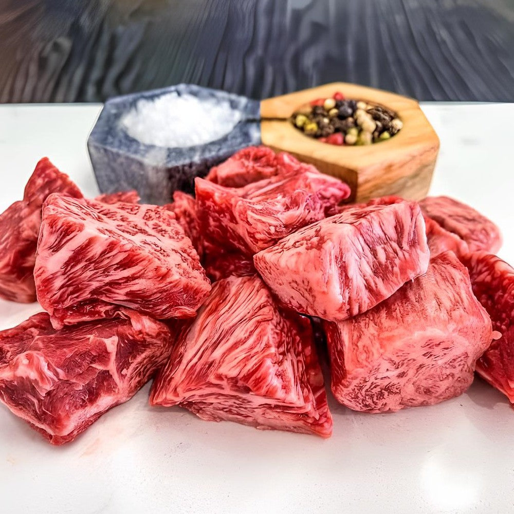 King River - Australian - Wagyu Chuck Stew Cubes. MB4/5 Grain-Fed 270 Days.