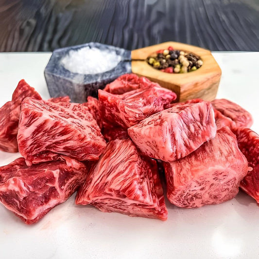 King River - Australian - Wagyu Chuck Stew Cubes. MB4/5 Grain-Fed 270 Days.