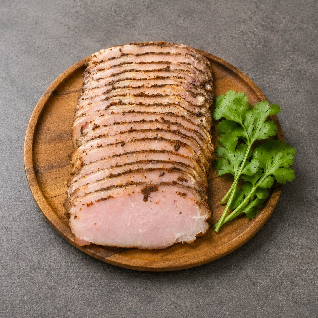 Free Range Artisanal Pork Pastrami.