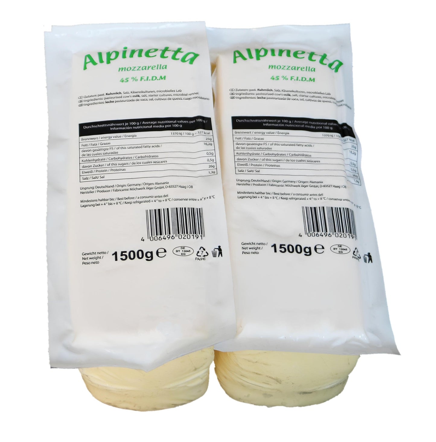 Alpinetta - German - Mozzarella Cheese. 1.5KG